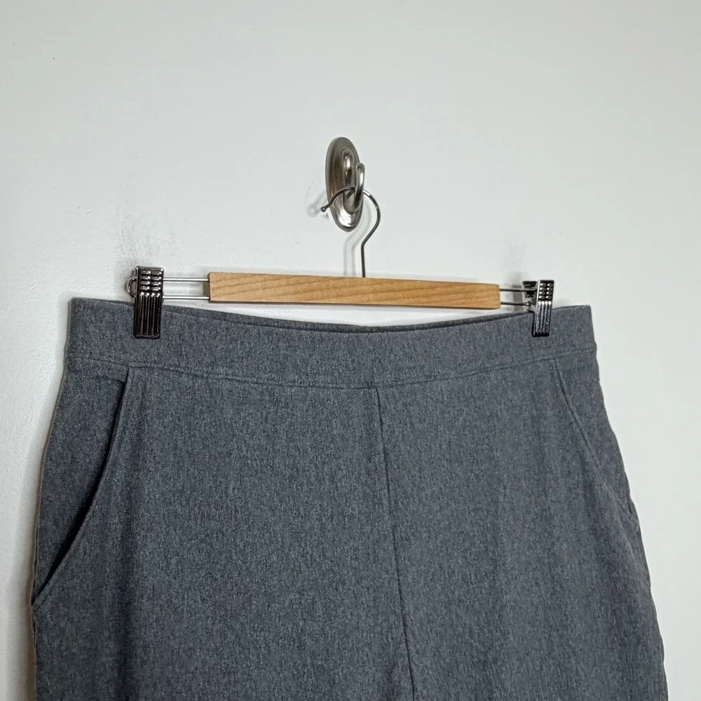 LL Bean Perfect Fit Fleece Backed Straight Leg Pants Gray Womens Size L Stretch